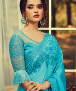 Blue Sunlight Silk Party Wear Saree | TFH7004