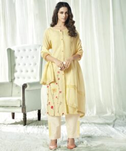 Yellow Cotton Kurta With Suit & Dupatta | VLSB885