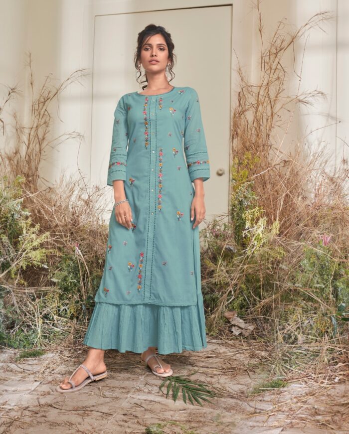 Blue Pure Mal cotton Long Kurta | VLSC801