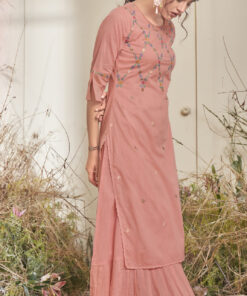 Light Coral Pure Mal Cotton Long Kurta | VLSC802