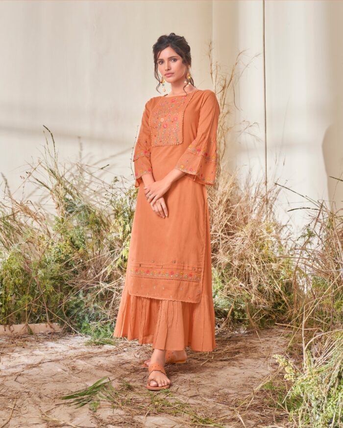 Saffron Pure Mal Cotton Long Kurta | VLSC805