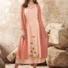 Peach Silk Embroidered Kurti With Attached Shrug | VUS3014 |