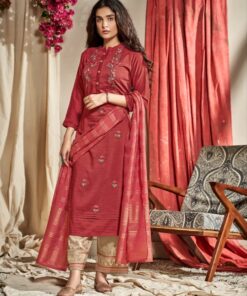 Red Viscose Silk Kurti With Bottom & Dupatta | SMFK0005 |