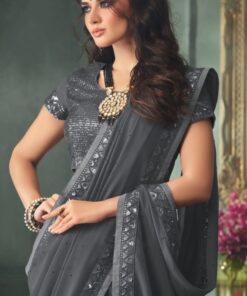 Gray Georgette Party Wear Saree | WF0012