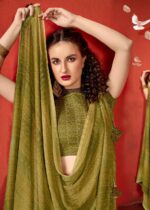 Green Moss Chiffon Fancy Saree | PX0235C