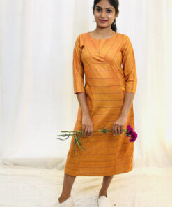 Yellow Checkered Cotton Kurta | G-3316C |