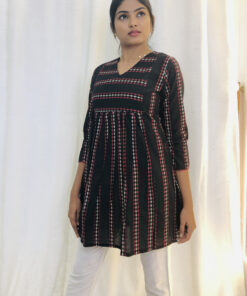 Black Cotton Short Kurta | G-2044A |