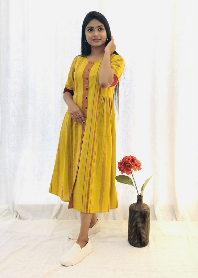 Mustard Cotton Dress | G-7324B |