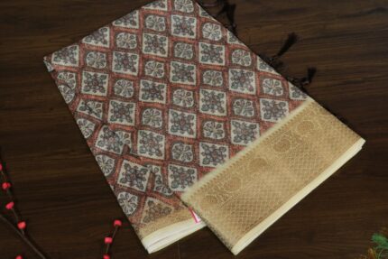 Saffron Printed Chanderi Cotton | PX0141C |