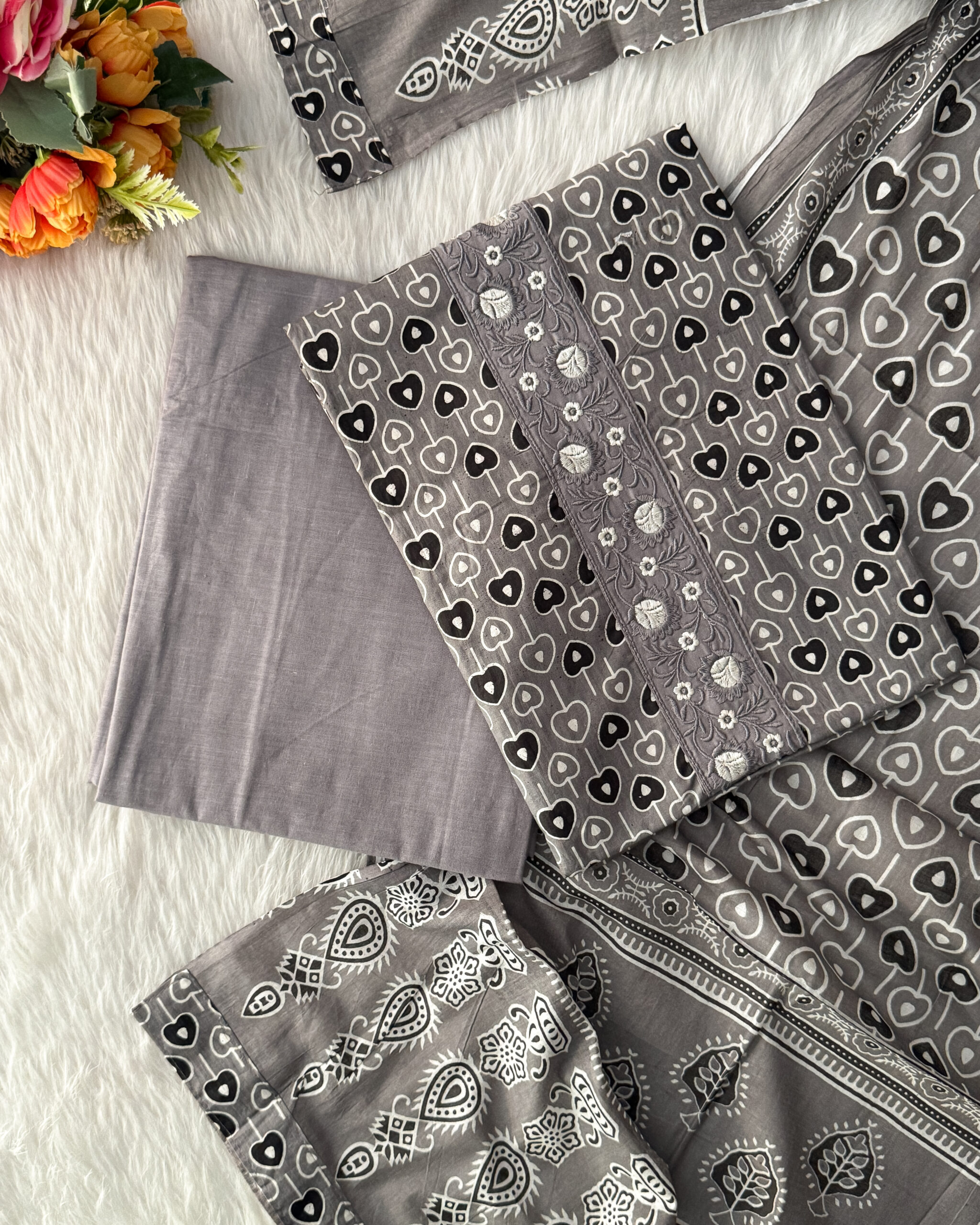 Ethnic beautiful printed pure cotton material , Paired with bottom & dupatta. It is suitable for both hand wash and machine wash.