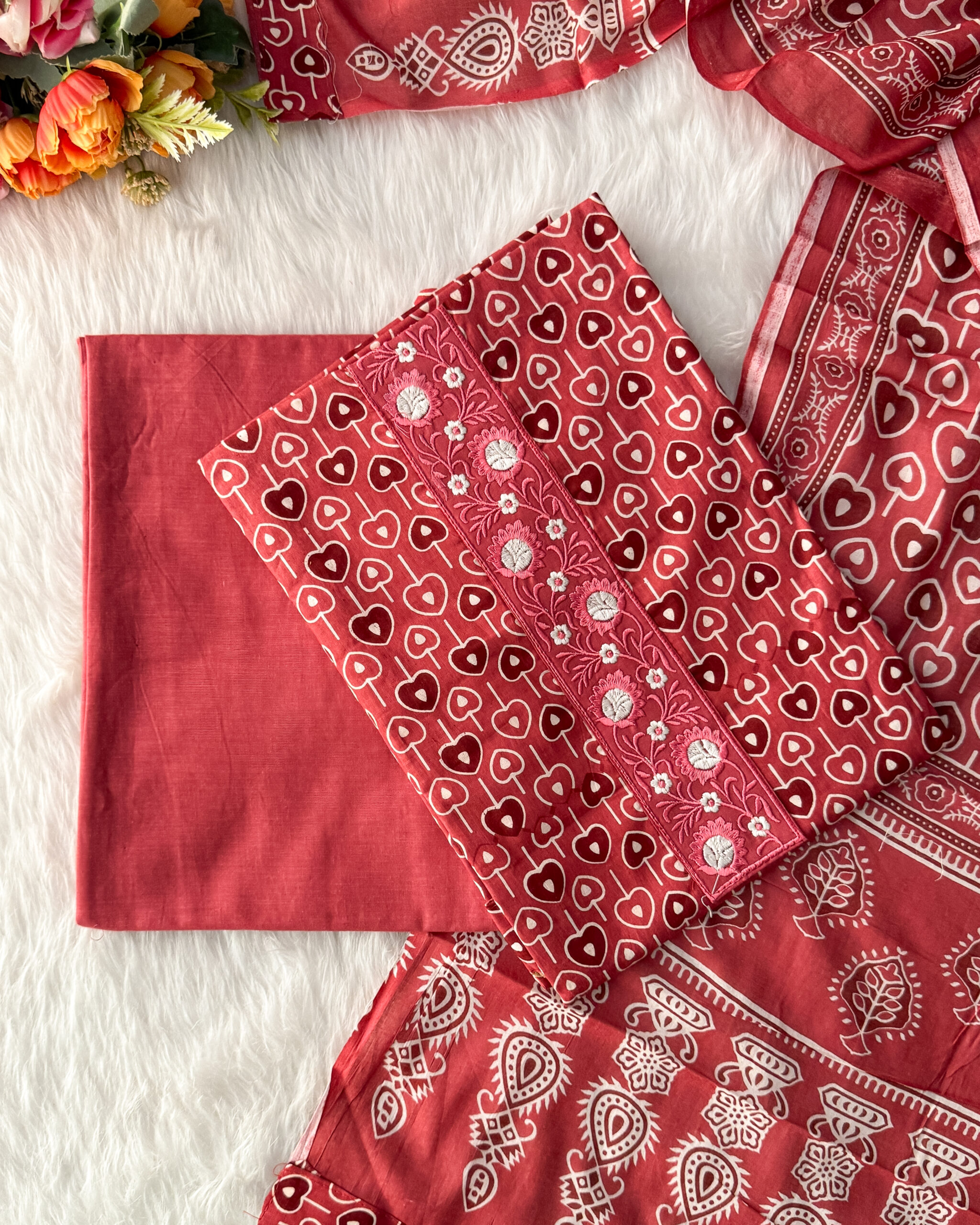 Ethnic beautiful printed pure cotton material , Paired with bottom & dupatta. It is suitable for both hand wash and machine wash.