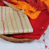 Modal Silk Salwar Material | Cream & Red | 0013