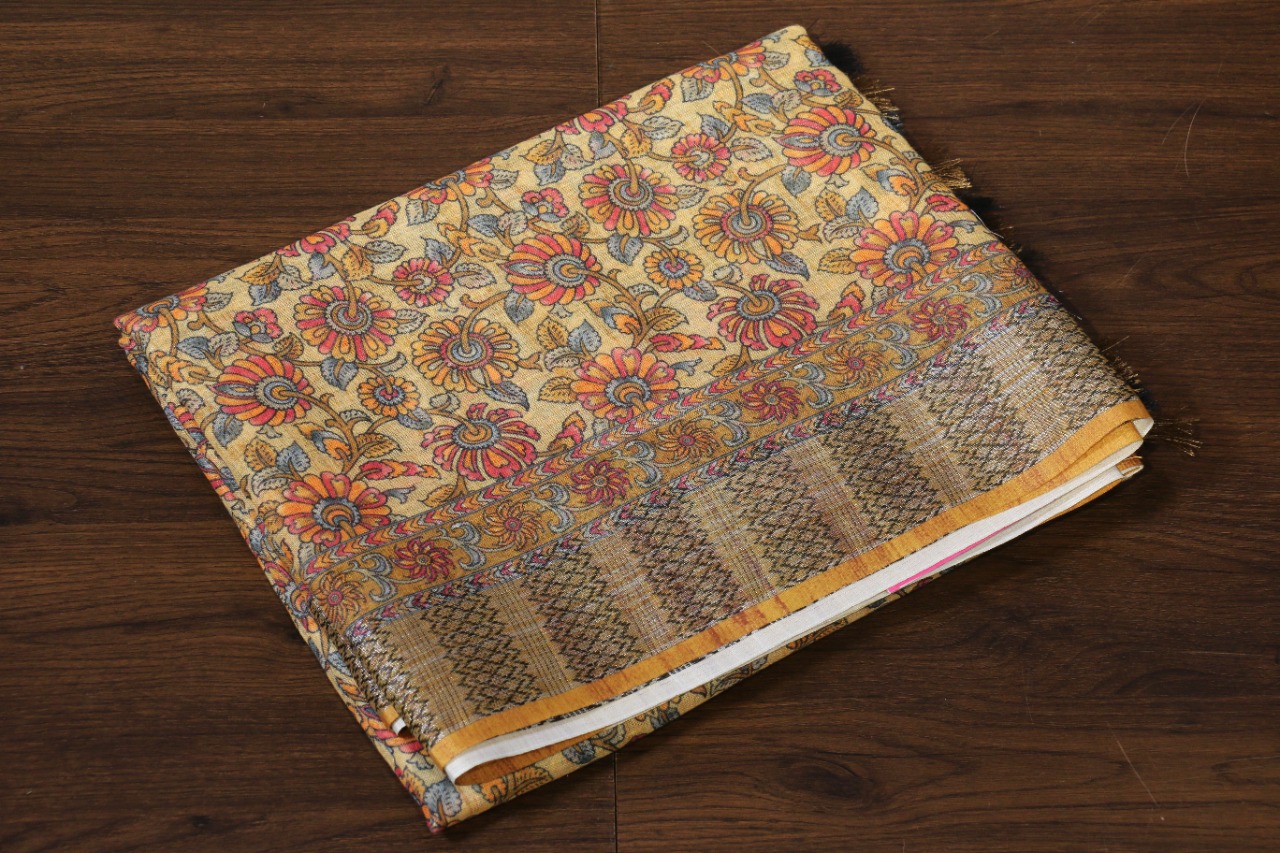 Linen cotton saree | Mustard | PX0007