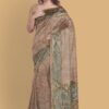 Semi Tussar Beige with Embroidery & Sequins Saree | PX0037