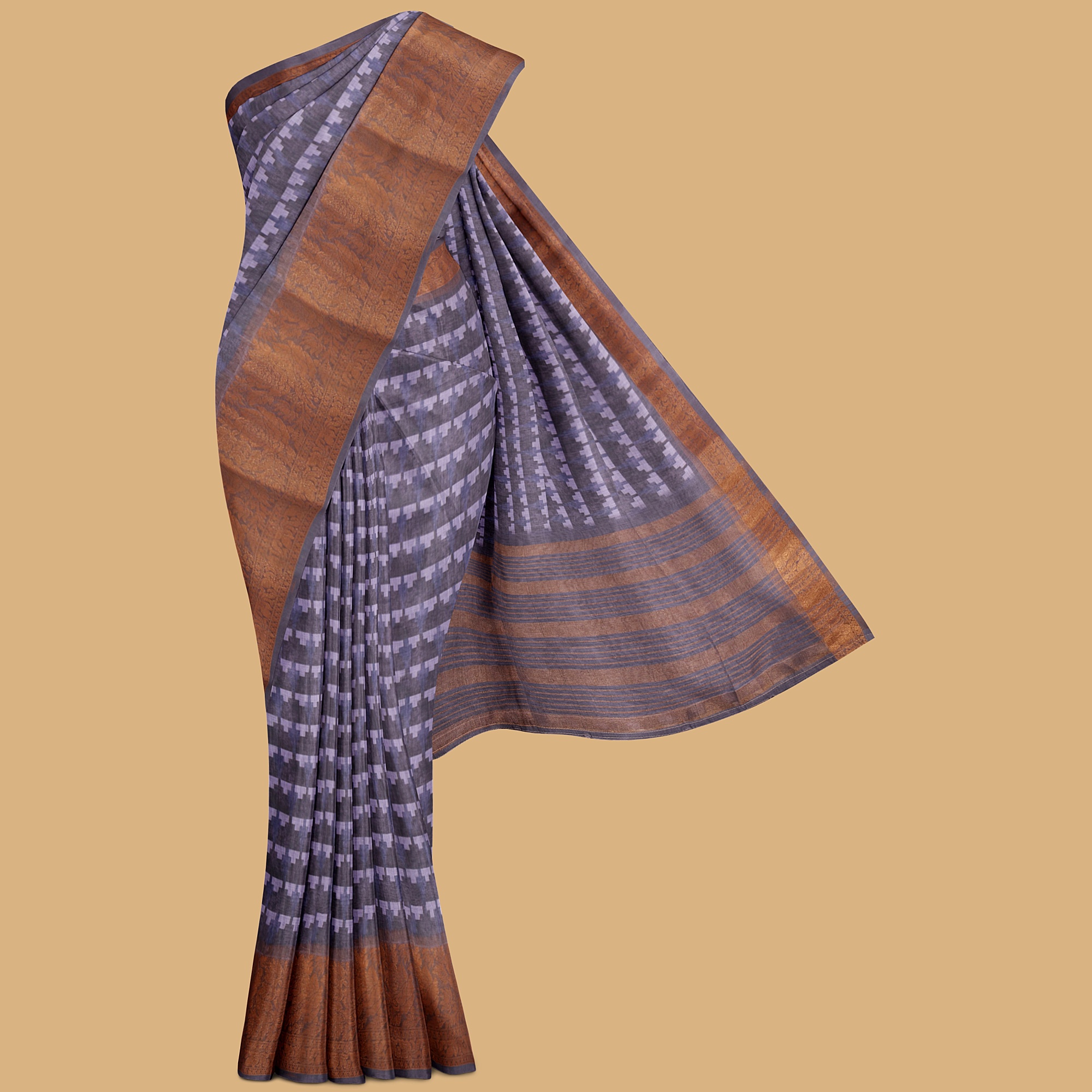 Soft Linen Cotton Saree with Zari Border | PX0032