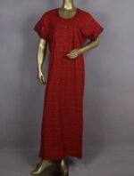 XL Printed Cotton Nighty | Red | JS0002