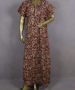 XL Batik Printed Cotton Nighty With Piping | JS0023