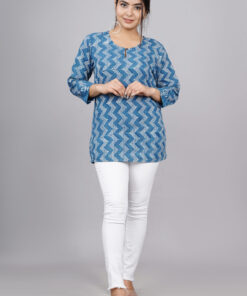 Indigo Printed Cotton Top | FA002