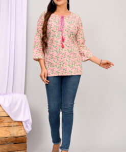 Pink Printed Cotton Top | FA005