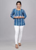 Indigo Printed Cotton Top | Indigo | FA006