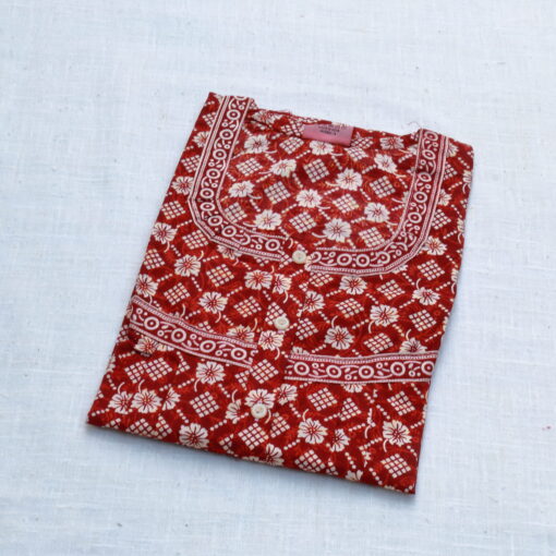 L Printed Cotton Nighty | Maroon | JS0001R