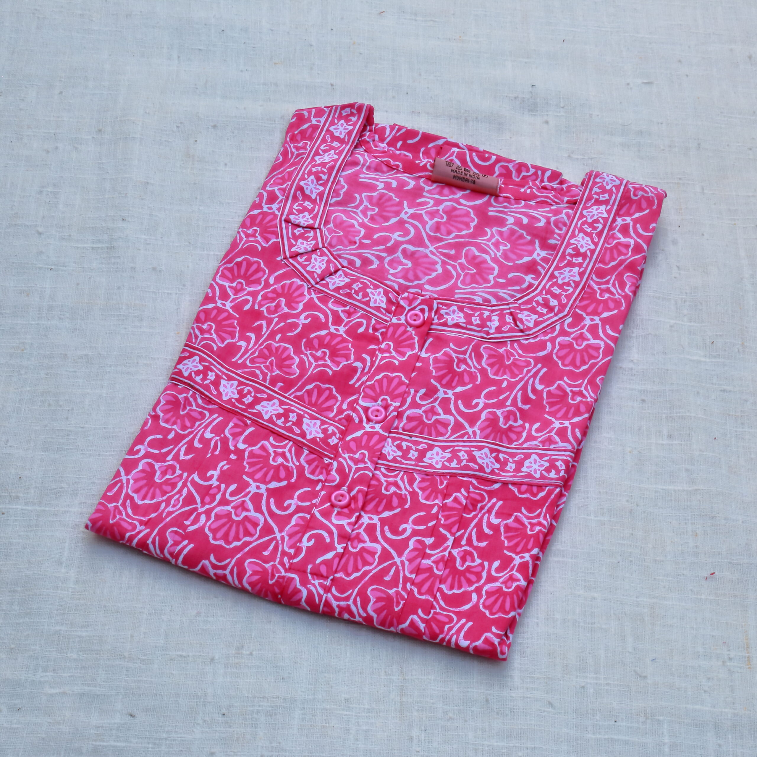 L Printed Cotton Nighty | Pink | JS0001I