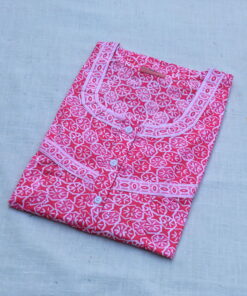 L Printed Cotton Nighty | Pink | JS0001D