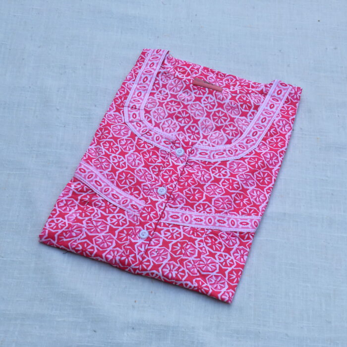 L Printed Cotton Nighty | Pink | JS0001D