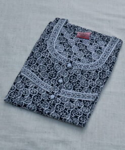 L Printed Cotton Nighty | Black | JS0001A