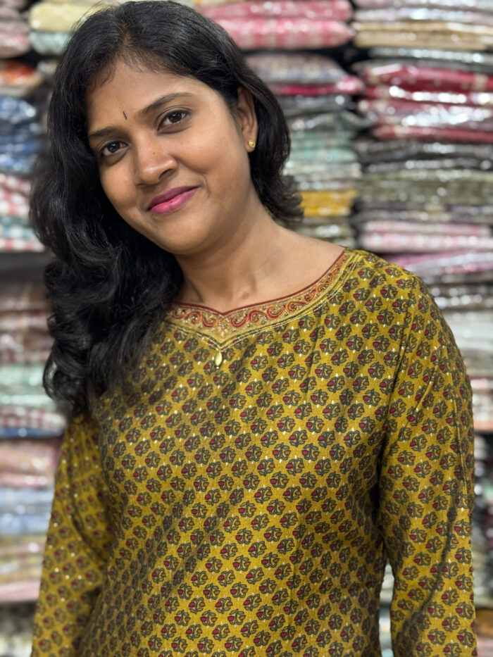 Muslin top has a beautiful neck pattern decorated with sequins and embroidery work that you can wear for any occasion, has a elastic silk waist pant. It is suitable for both hand wash and machine wash.