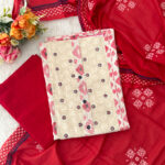 Cotton Salwar Material | Cream & Pink for Women's