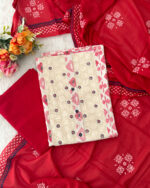 Cotton Salwar Material | Cream & Pink for Women's