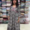 A very beautifully crafted cotton dress has decorated with sequins and gotta patti pattern. It is suitable for both hand wash and machine wash.