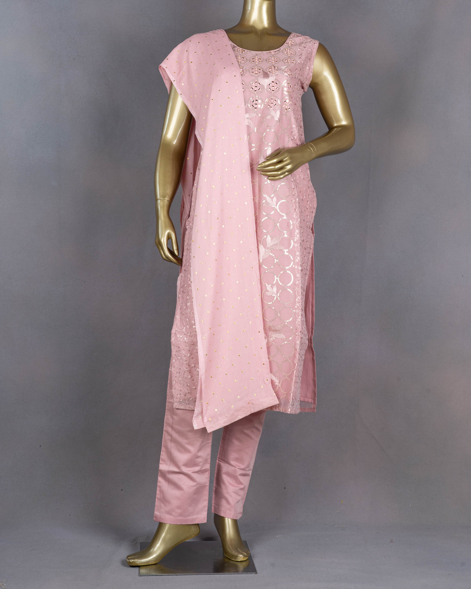 Chanderi Cotton Salwar Suit with Dupatta | Pink | AV0006