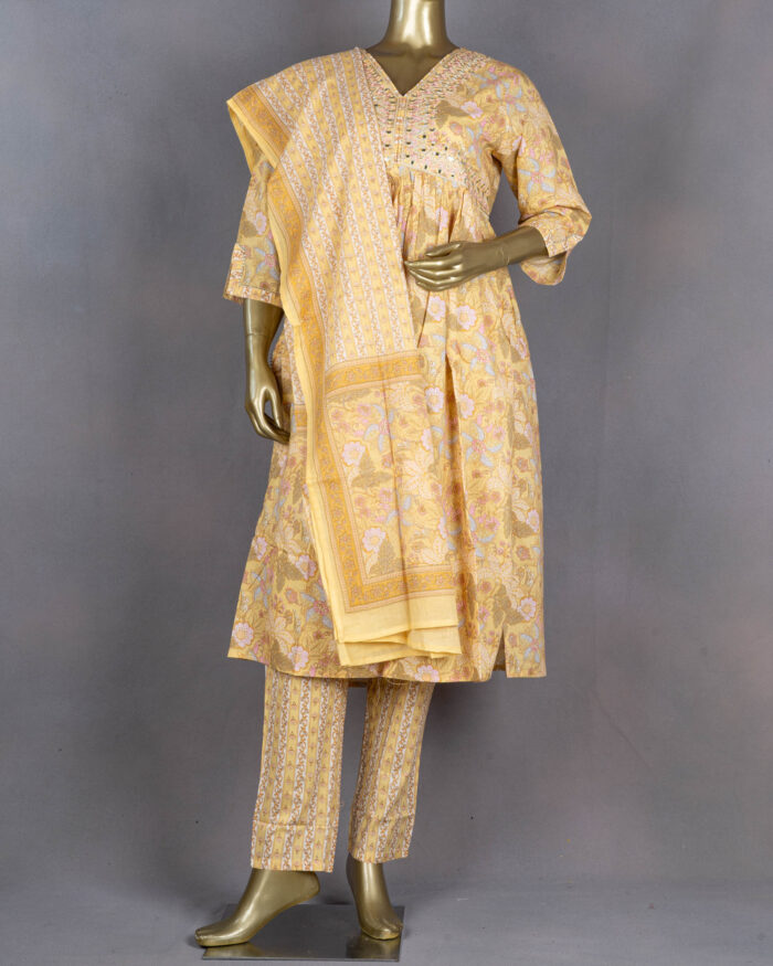 Cotton Salwar Suit with Dupatta | Yellow | PM0023