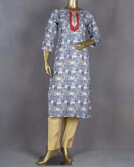 Ethnic Linen Kurti | Blue | DD010532