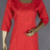 Red Straight Kurti with embroidery