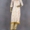 Straight Kurti with Tassels | Linen | White & Multicolor | DD0139