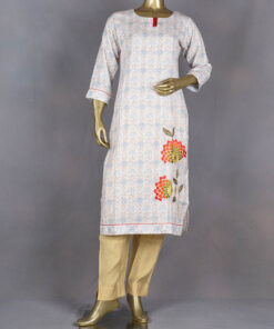 Elegant Printed Linen Straight Kurti | DD0176