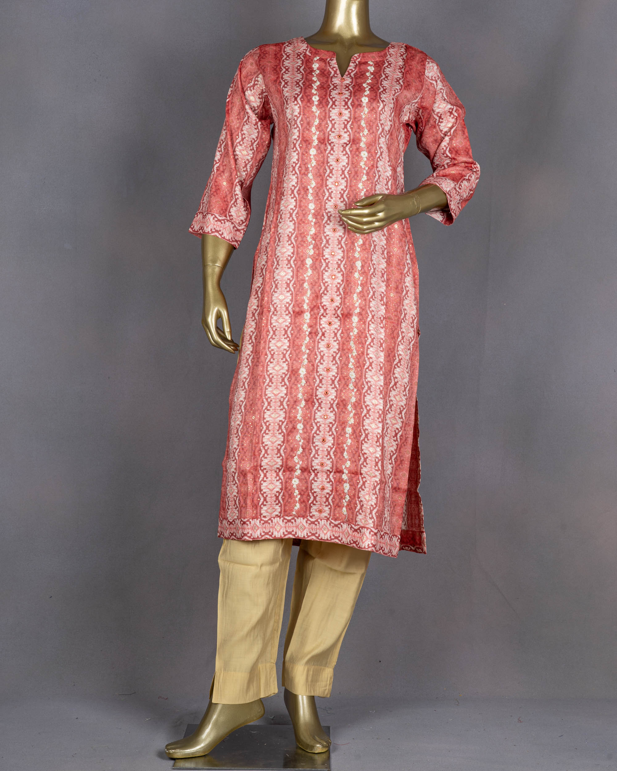 Collared Kurta With Embroidery | DD0177