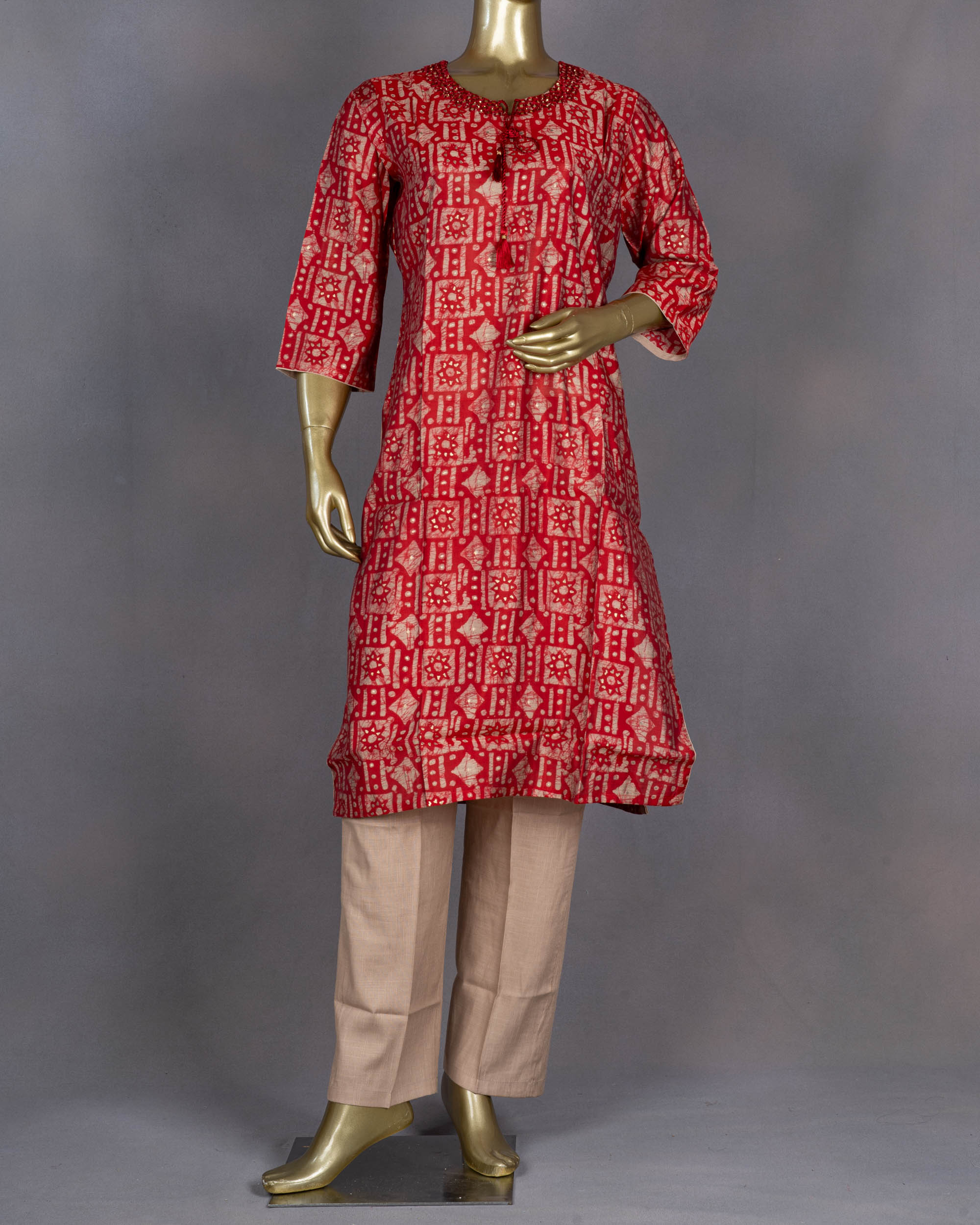 Muslin Salwar Suit | Red | DD0101