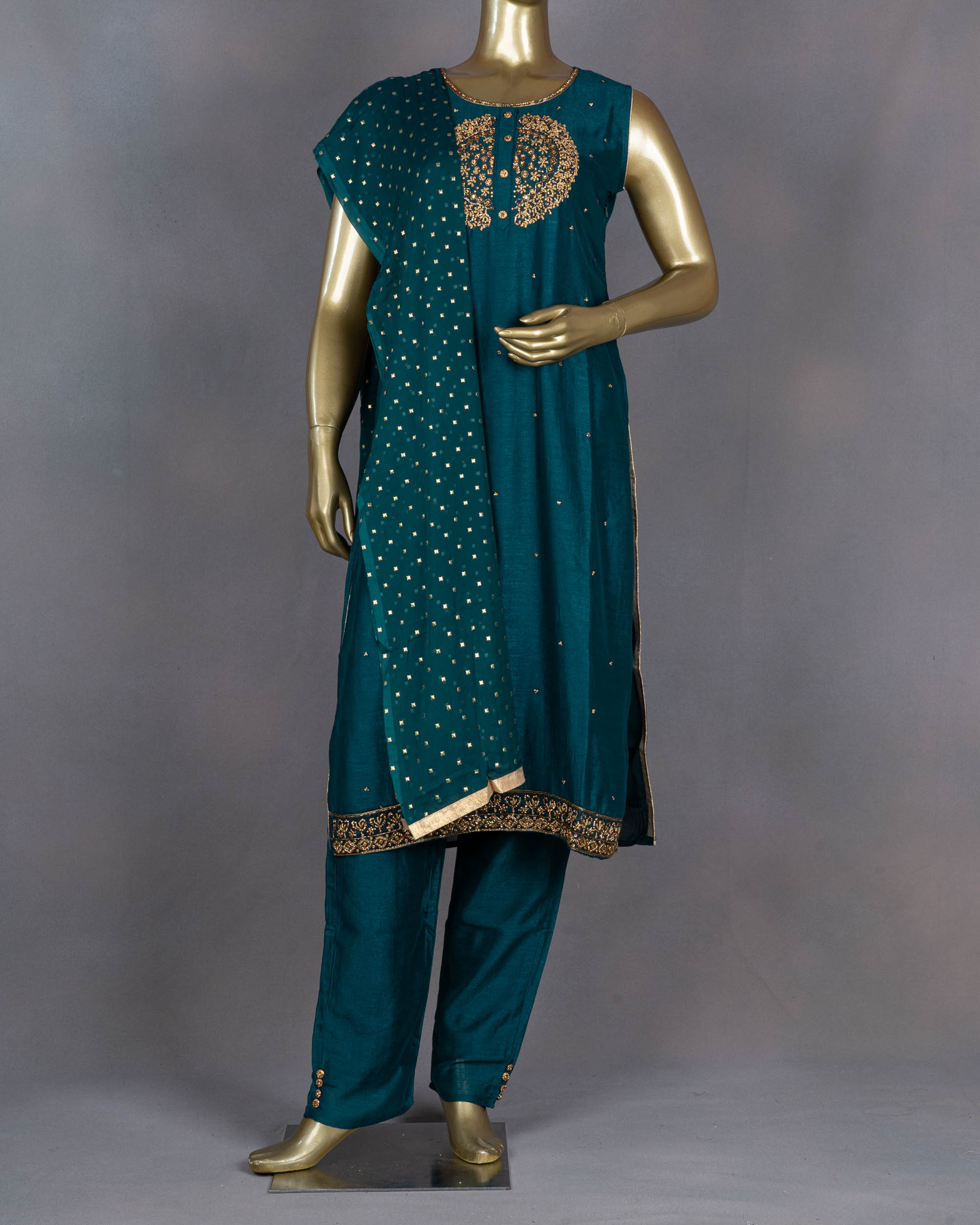 Salwar Suit with Dupatta | Peacock Blue | AV0007