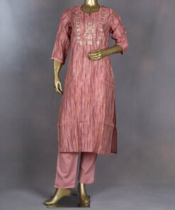 Muslin Kurti Pant Set | Pink | PM0024