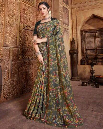 Cotton Crepe Saree | Davy Grey | PX0078