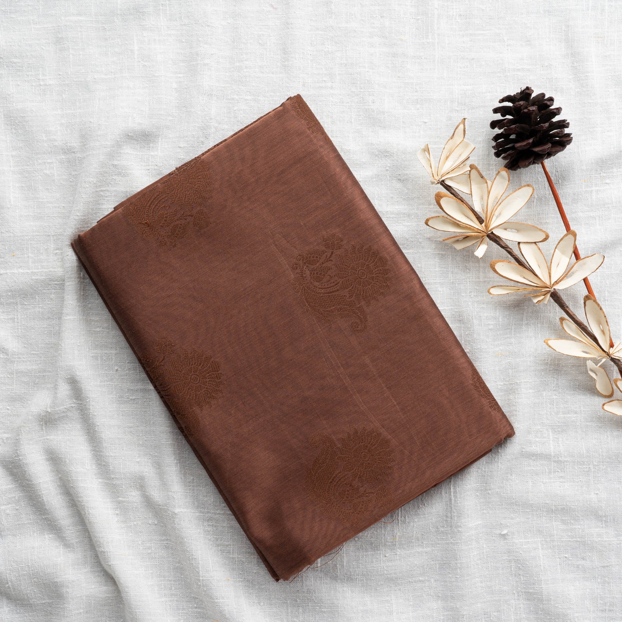 Blended Cotton Silk Saree | Chocolate | YN0004