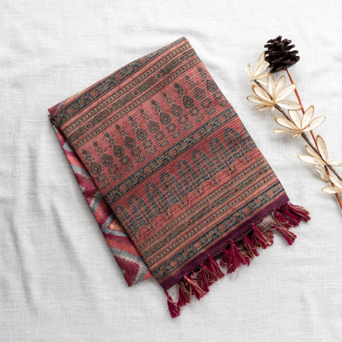 Printed Silk | Maroon & Multi Color | PX0115