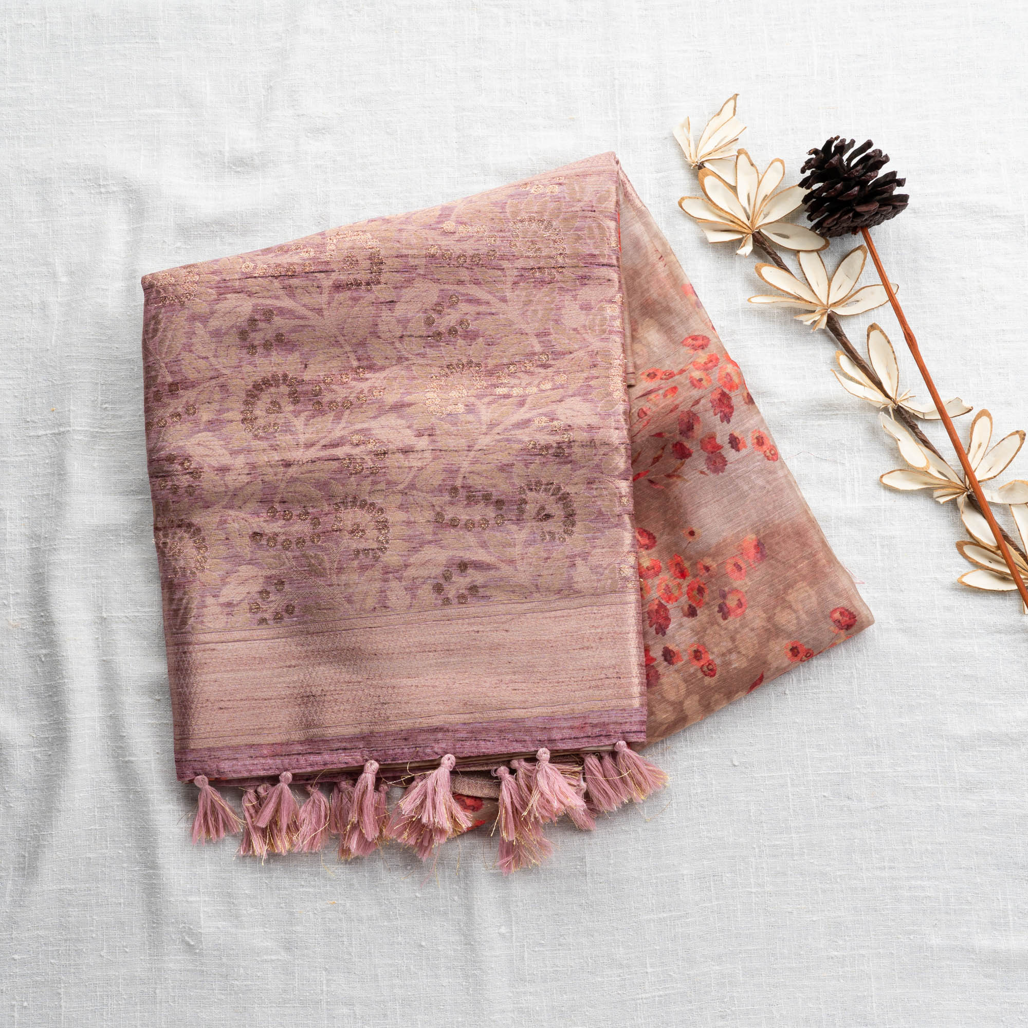 Tissue Organza Saree | Onion Pink | PX0019