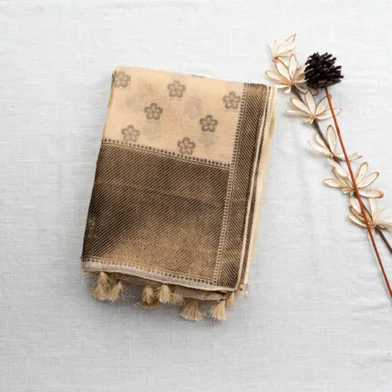 Brocade Silk Saree | Cream | PX0151