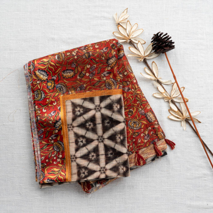 Cotton Silk Weaving with Satin Border | Black | PX0179