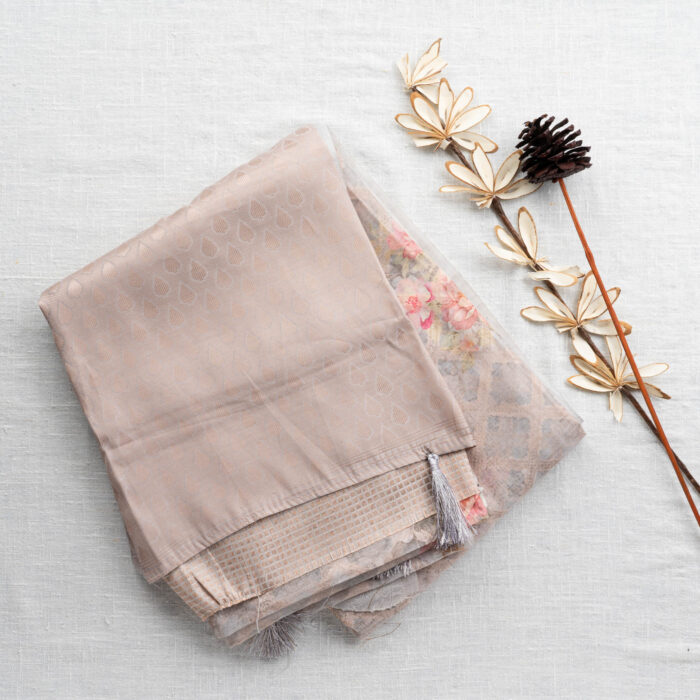 Printed Chanderi Cotton | Grey & Silve | PX0117
